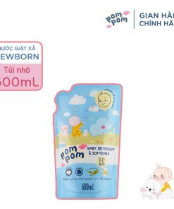 Túi 600ml- Dành Cho Bé Sơ Sinh – Gel Giặt Xả 2in1- Sạch Sâu Kháng Khuẩn – Khử Mùi Nôn Trớ, ọc Sữa, Tè Khai-lưu Hương Phấn Thơm Dịu Nhẹ