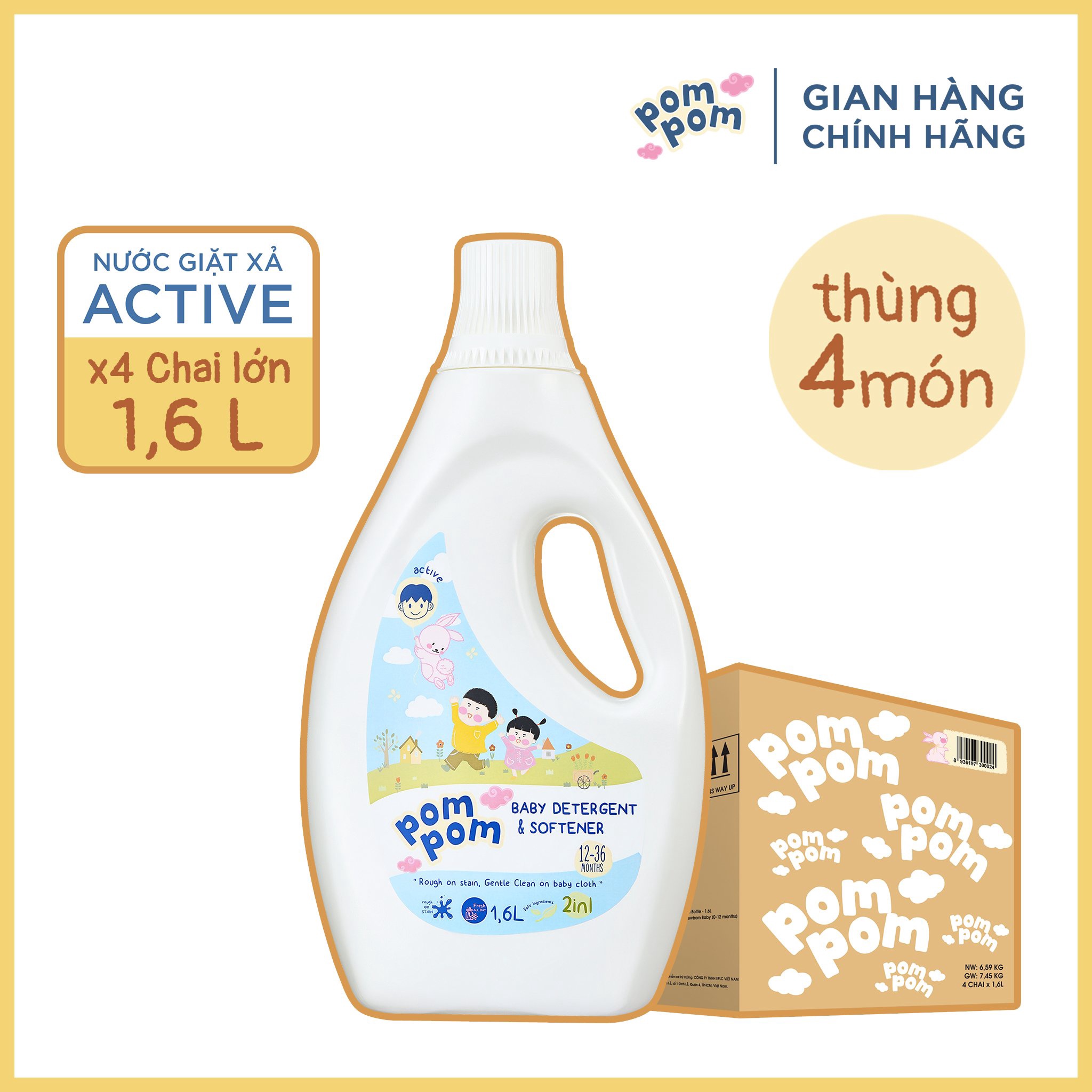 [thùng 4 Chai] – Dành Cho Cả Nhà – Gel Giặt Xả 2in1″lành” – Sạch Sâu Vết Bẩn – Dưỡng Mới Vải – Lưu Hương Tích Hợp Kháng Khuẩn An Toàn Cho đồ Lót