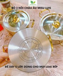 Bộ 3 Nồi Châu âu Inox 5 đáy Nắp Kính – Miisu Louis