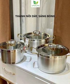 Bộ 3 Nồi Châu âu Inox 5 đáy Nắp Kính – Miisu Louis