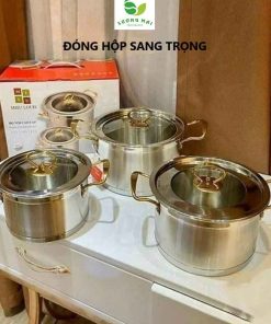 Bộ 3 Nồi Châu âu Inox 5 đáy Nắp Kính – Miisu Louis