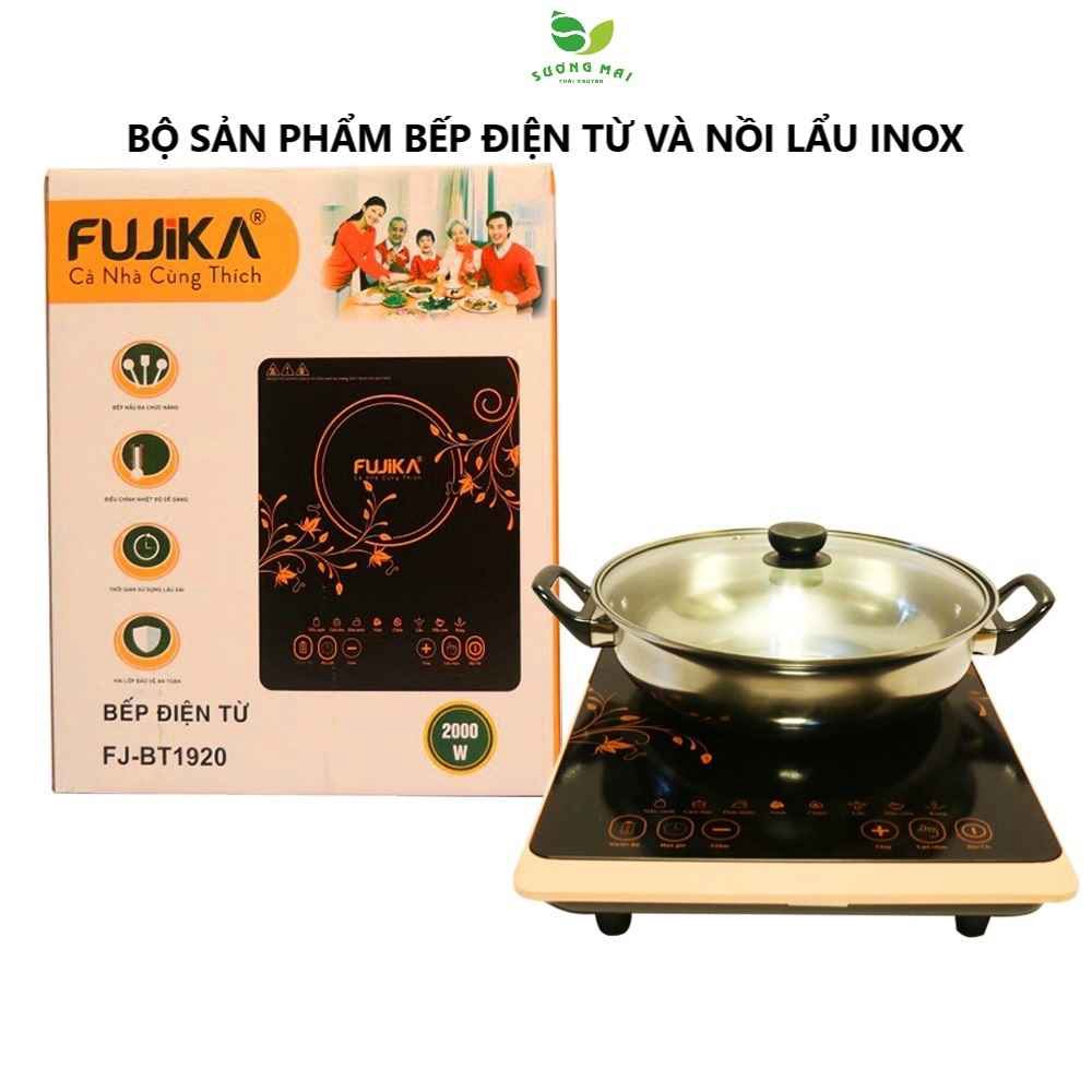 Combo Bếp điện Từ đơn Mặt Kính 2000w Và Nồi Lẩu Inox – Fujika