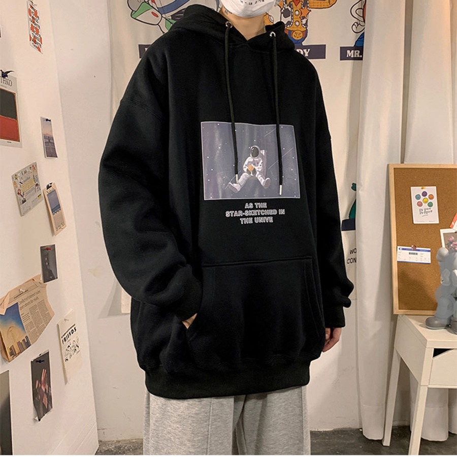 áo Hoodie Phi Hành Gia Nỉ Bông Cotton Form Rộng Mũ To 2 Lớp – Monster X Street