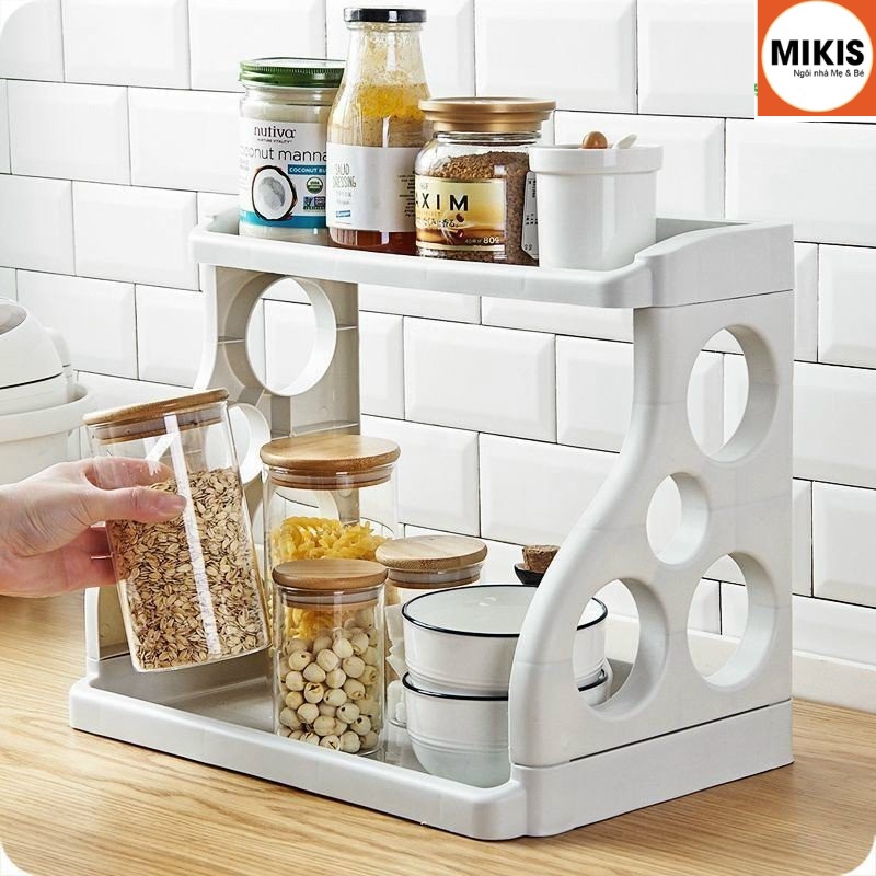 Kệ Gia Vị Bằng Nhựa Hai Tầng – Sương Mai