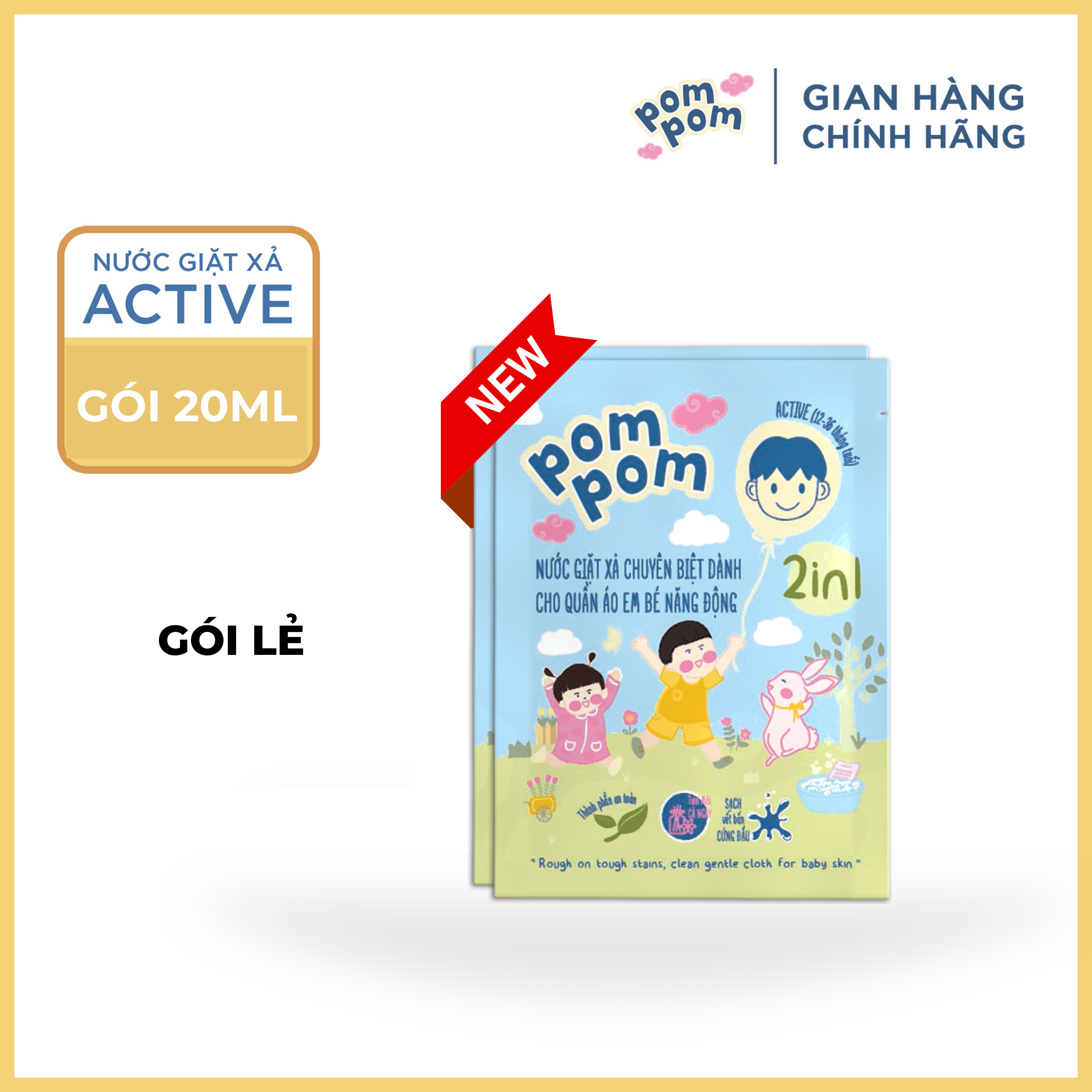 Dây 12 Gói – Dùng Cho Cả Nhà – Gel Giặt Xả 2in1″lành” – Sạch Sâu Vết Bẩn – Dưỡng Mới Vải – Lưu Hương Tích Hợp Kháng Khuẩn An Toàn Cho đồ Lót