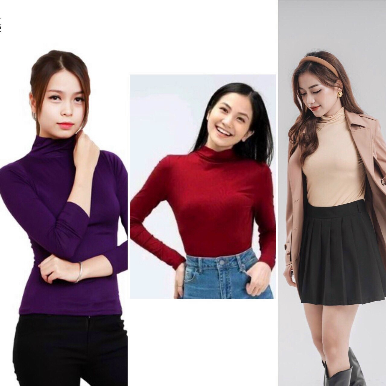 Combo 3 áo Giữ Nhiệt Nữcổ Cao 3cm Lót Nỉ – Vanass