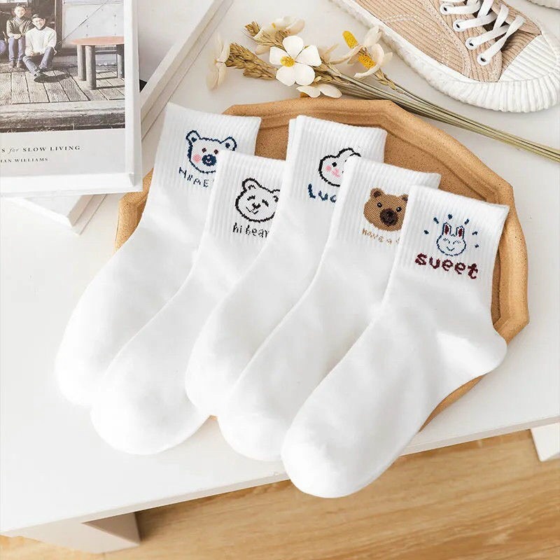 Combo 5 đôi Tất Gấu Cổ Cao Siêu Cute – Vanass