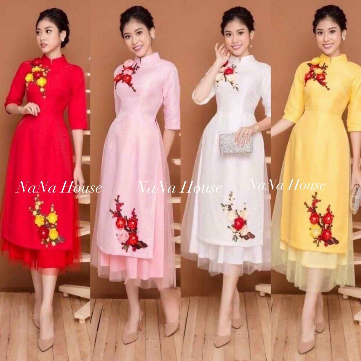 Set áo Dài Cách Tân Thêu Hoa – Nana House