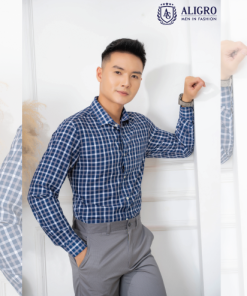 áo Sơ Mi Dài Tay Bamboo Kẻ Caro Navy – Aligro