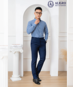áo Sơ Mi Dài Tay Bamboo Kẻ Caro Xanh – Aligro