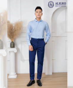 áo Sơ Mi Dài Tay Bamboo Xanh Sọc Chìm – Aligro
