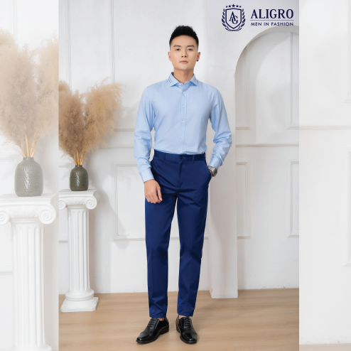 áo Sơ Mi Dài Tay Bamboo Xanh Sọc Chìm – Aligro