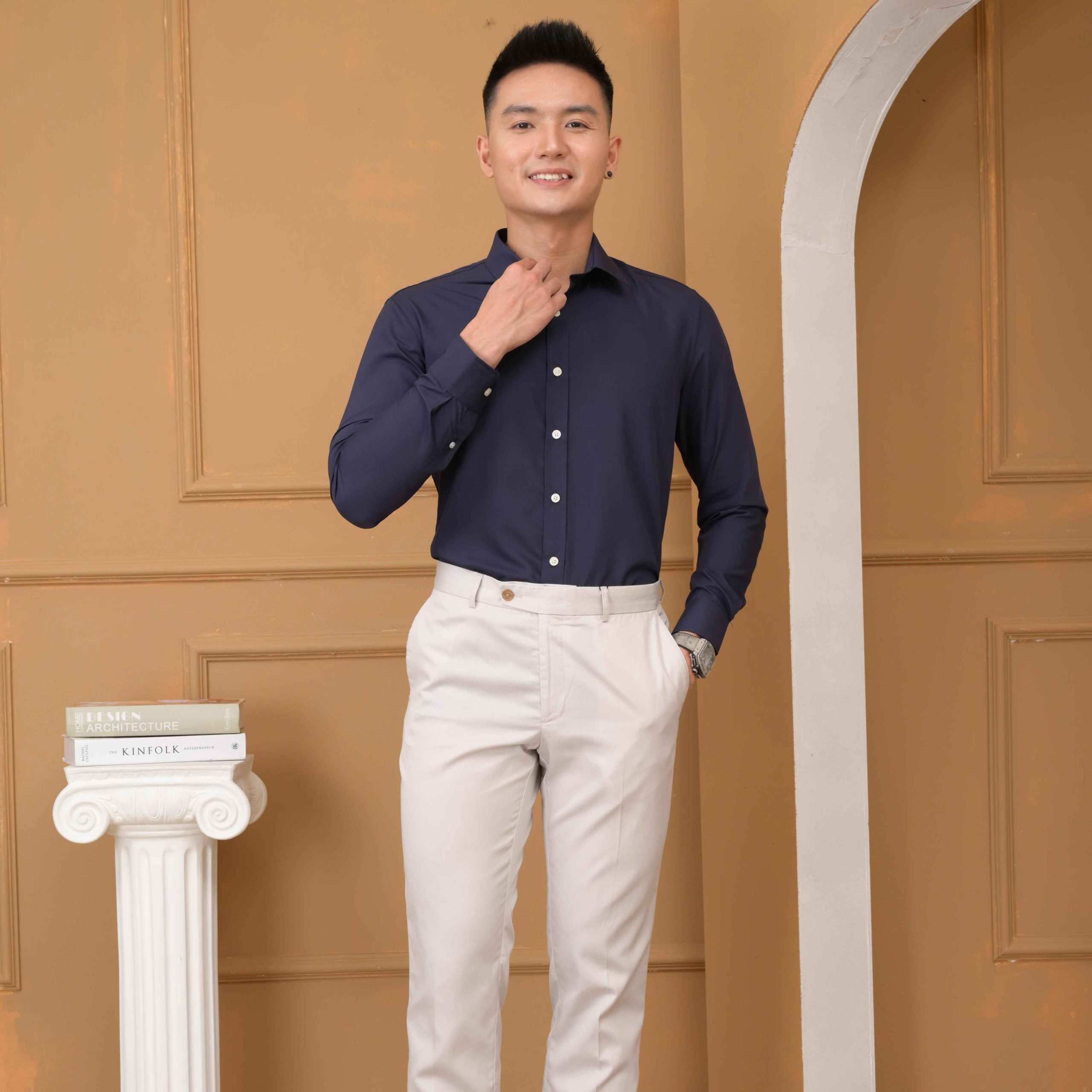 áo Sơ Mi Slimfit Dài Tay Navy – Aligro