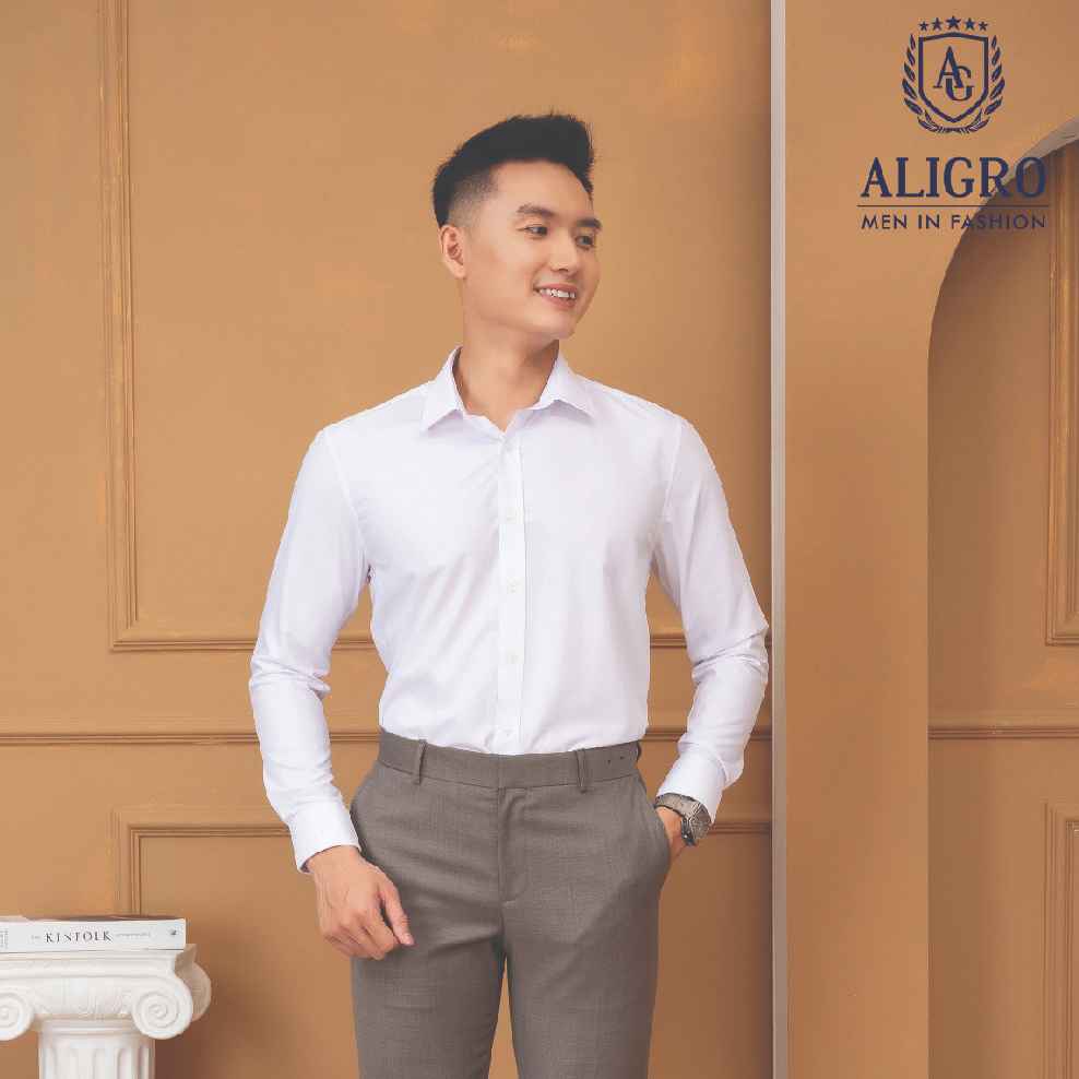 áo Sơ Mi Slimfit Dài Tay Trắng Trơn – Aligro