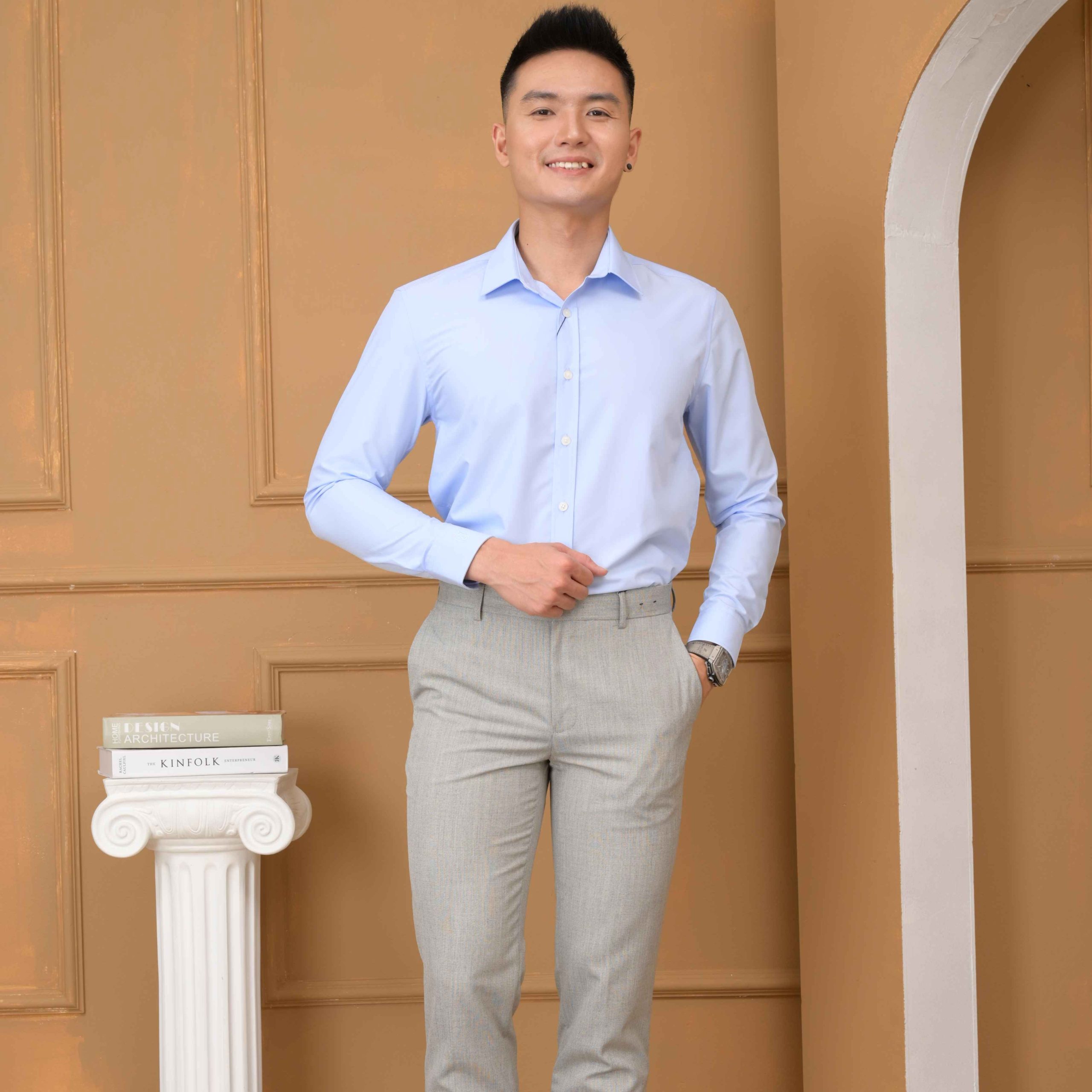 áo Sơ Mi Slimfit Dài Tay Xanh Biển – Aligro