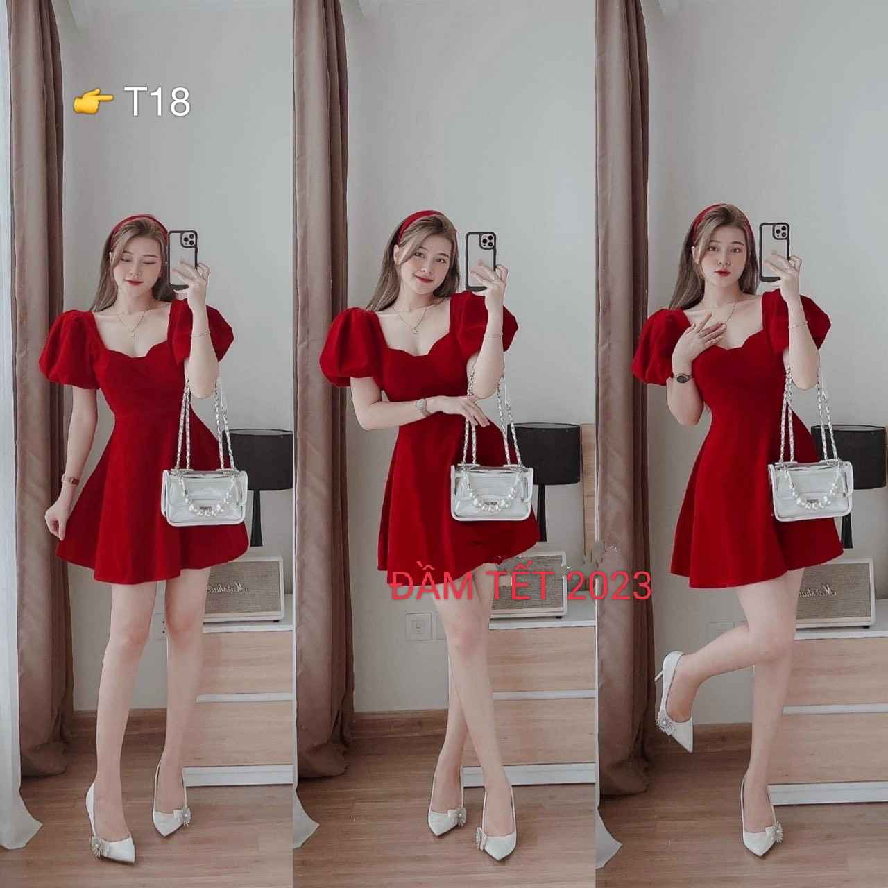 đầm Nhung Tay Phồng Xoè – Lê Phương Boutique