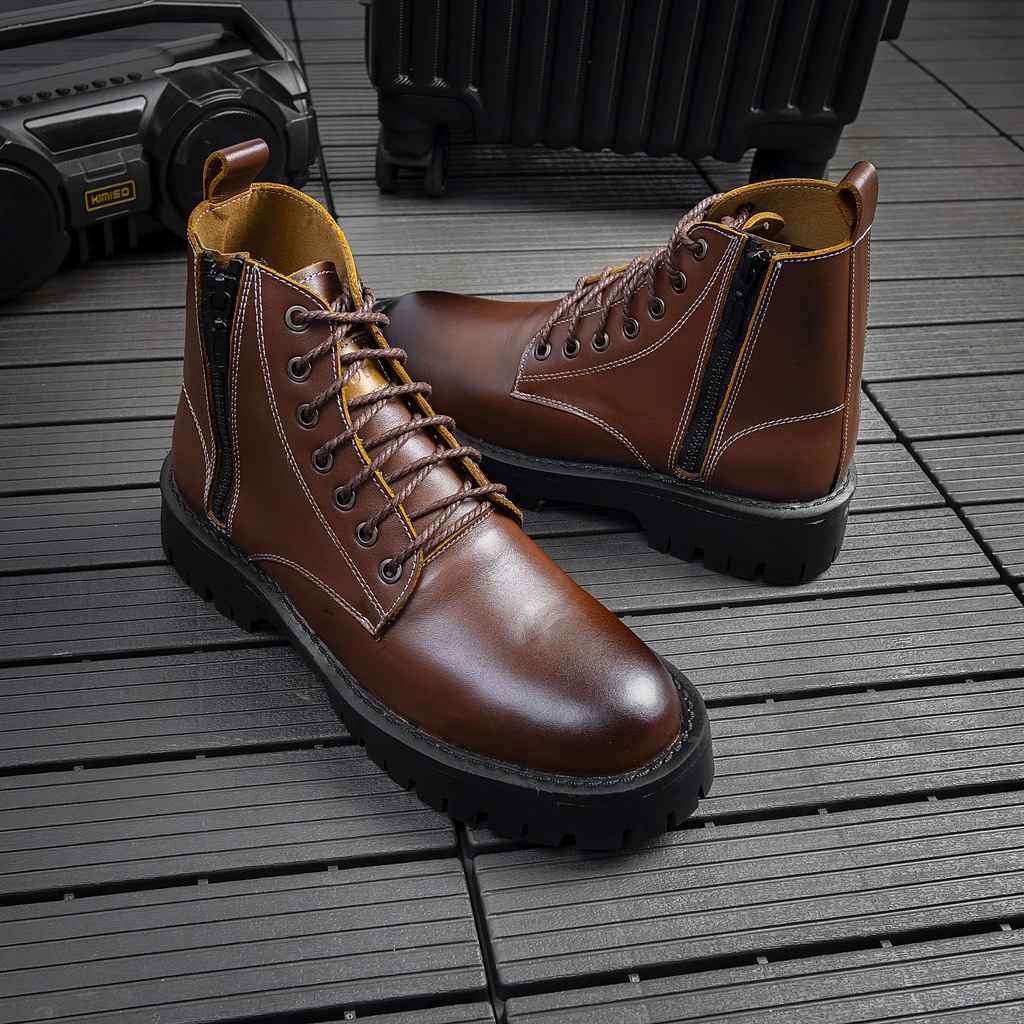 Giày Da Nam Combat Boots Zip Cao Cổ Chất Da Bò đẹp Cao Cấp G610 – Giày Nam Online