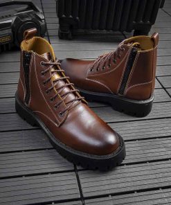 Giày Da Nam Combat Boots Zip Cao Cổ Chất Da Bò đẹp Cao Cấp G610 – Akito