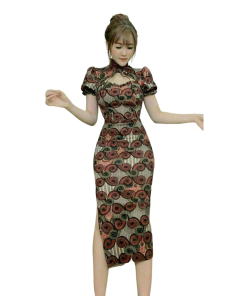 đầm Họa Tiết Cổ Tàu ôm Body Tft98930 – Tosatan