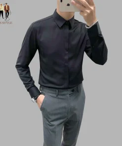 áo Sơ Mi Nam Dáng Hàn Giấu Cúc Chất Vải Chéo Cao Cấp – Men’s Style
