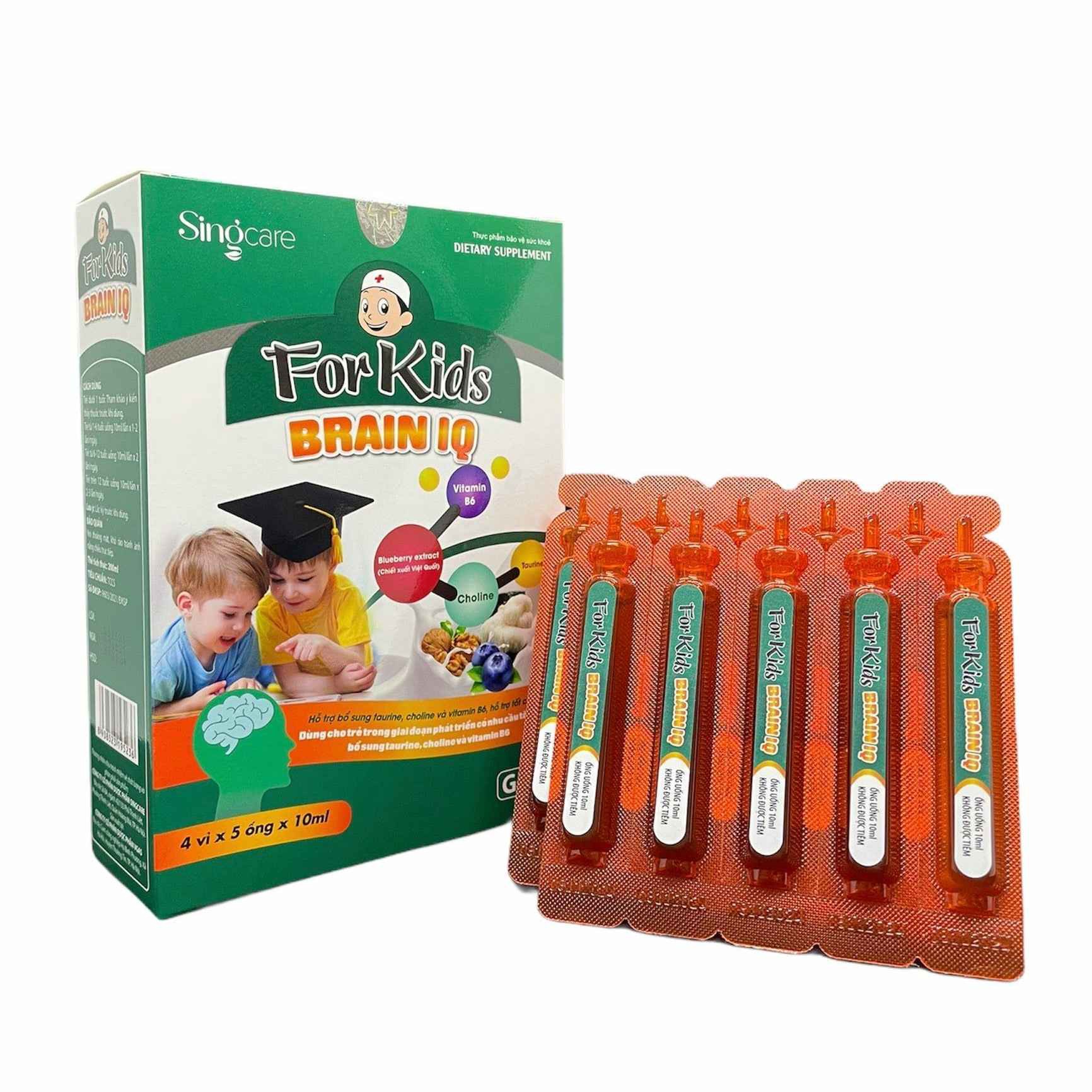 ống Uống For Kids Brain Iq Bổ Sung Taurine,choline, Vitamin B6 Hổ Trợ Phát Triển Trí Não 20 ống- Singcare