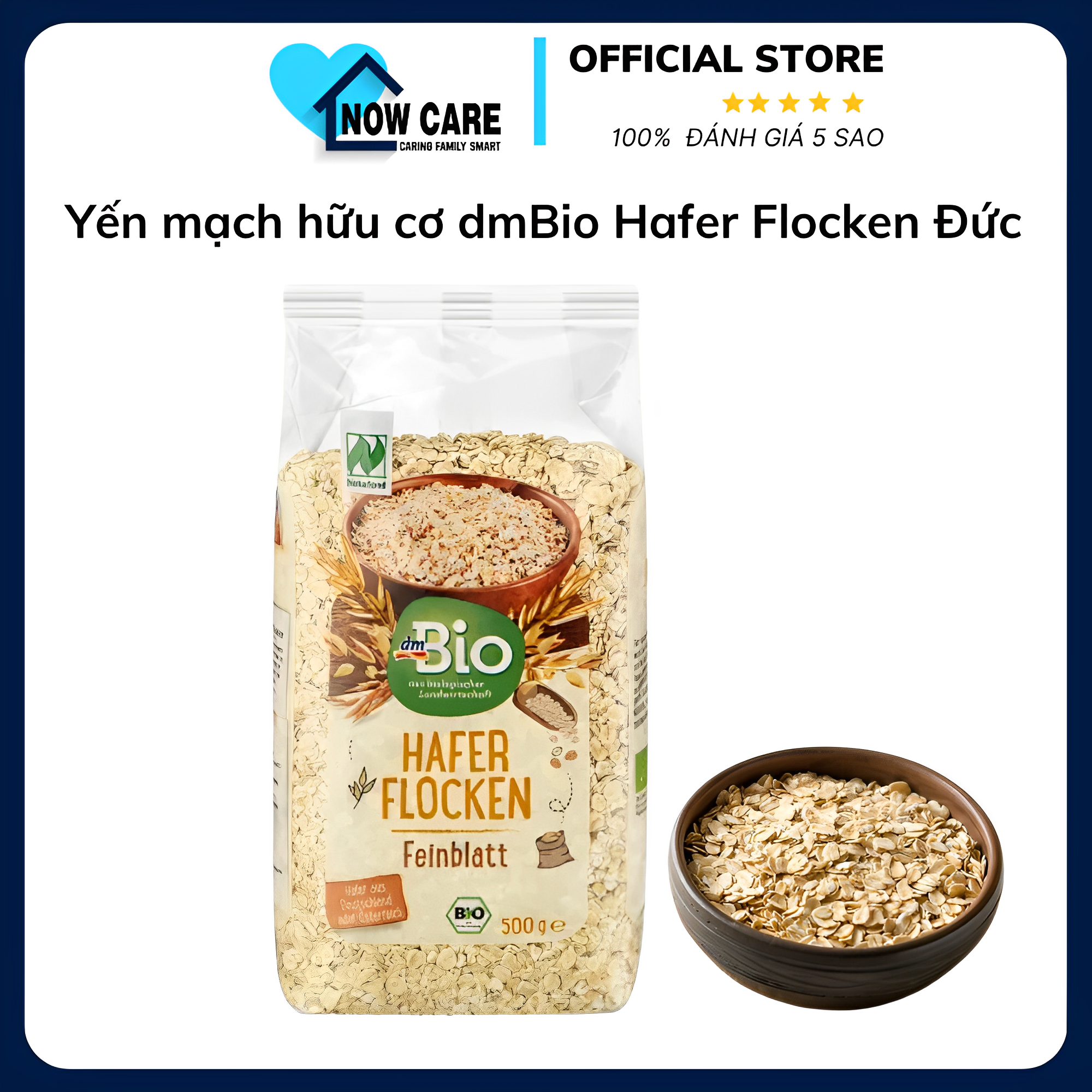 Yến Mạch Hữu Cơ Hafer Flocken đức 500g (hạt Vỡ) – Bio