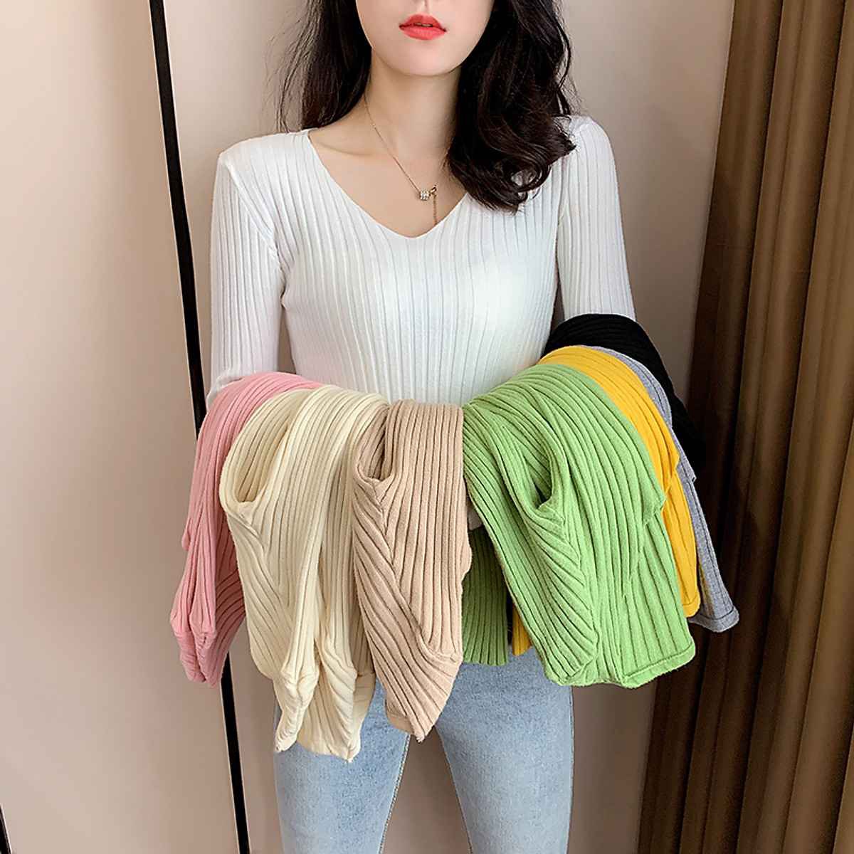 áo Len Dài Tay Cổ Tim Mềm Mịn – Diepchi Fashion