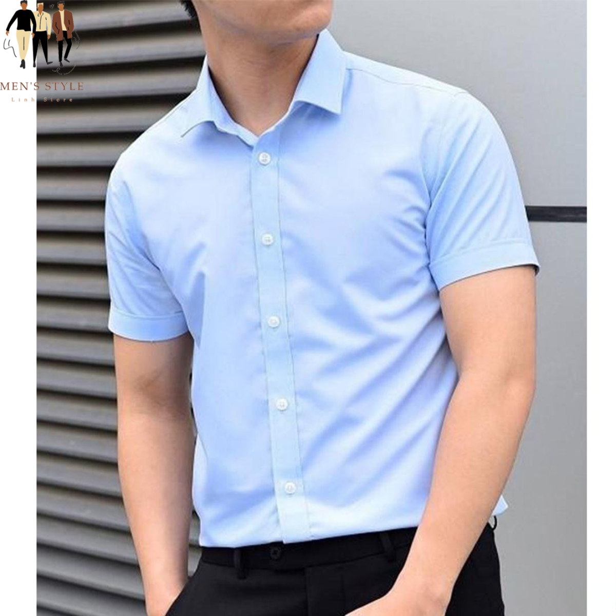 áo Sơ Mi Nam Cộc Tay Dáng Hàn, Dáng Slim, Chất Poly Chéo – Men’s Style