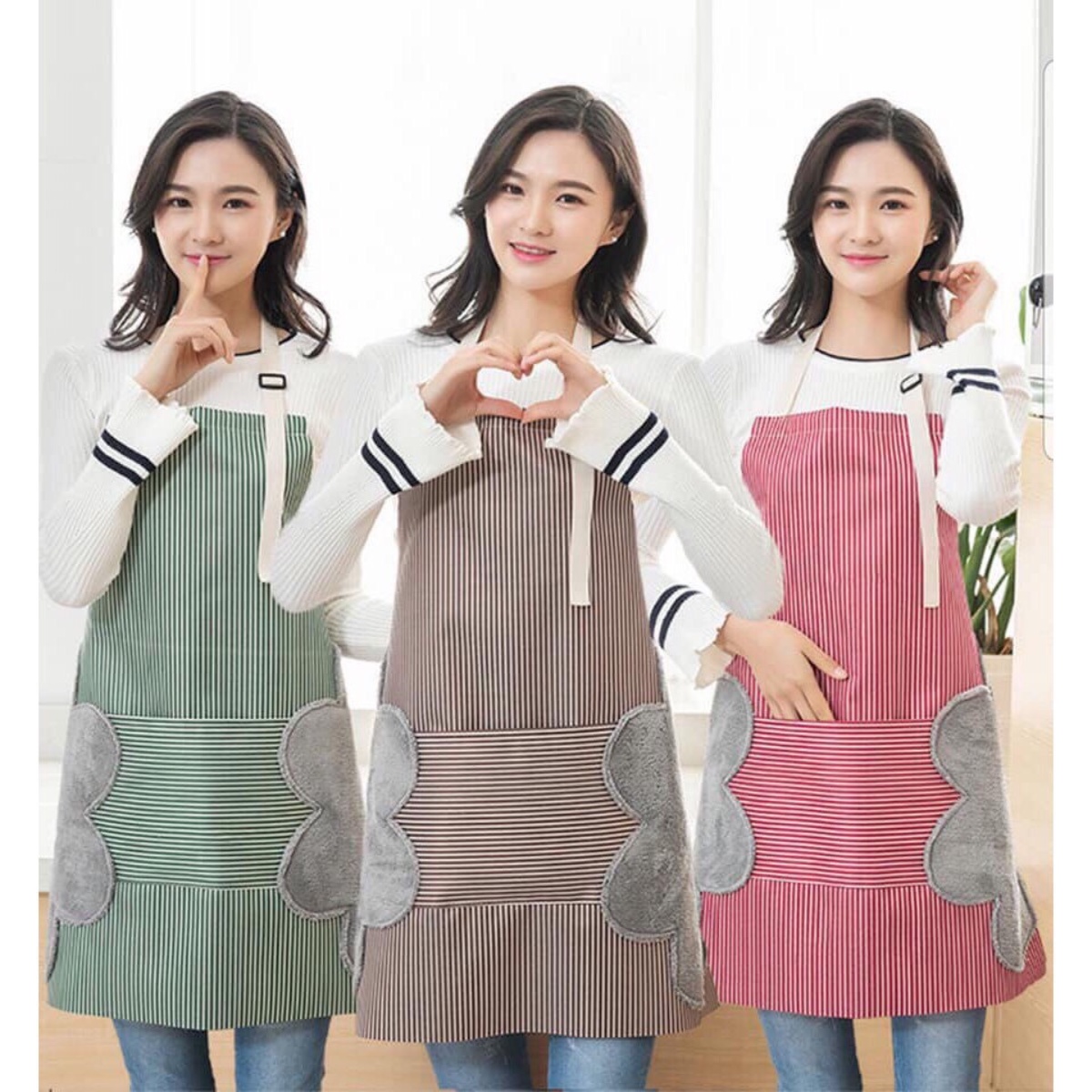 Tạp Dề Yếm Có Túi Hàn Quốc Chất Liệu Cao Cấp, Tạp Dề Nhà Bếp 2 Trong 1 Chống Thấm Nước, Có Thể Lau Tay Trực Tiếp – Dmastore
