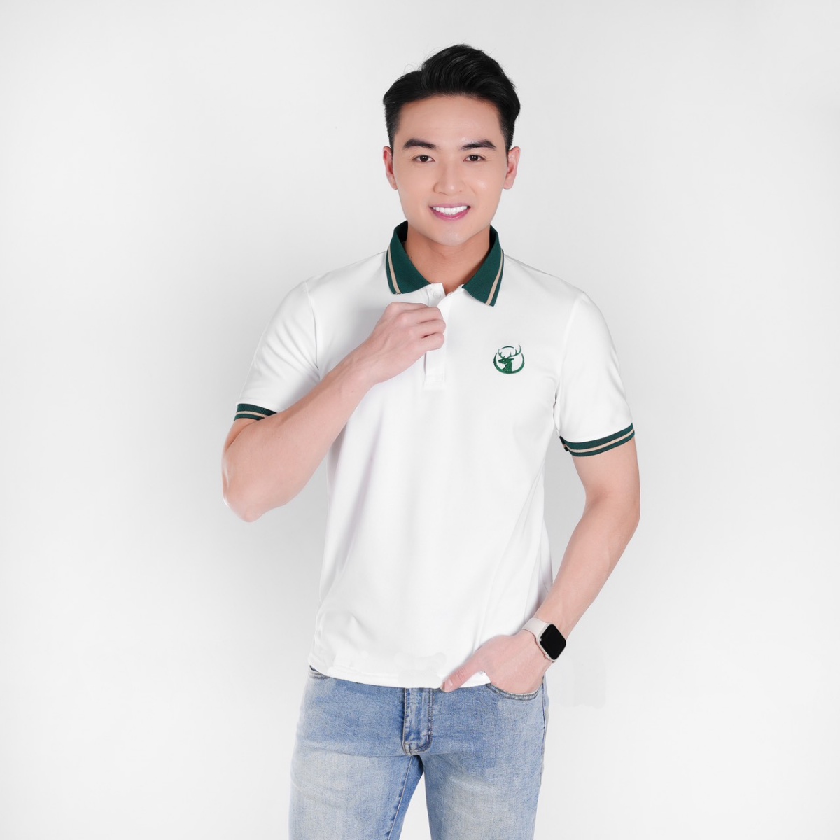 áo Polo Thêu Hình Hươu độc đáo Dành Cho Các Bạn Nam, Form áo Basic, Cá Tính Mạnh Mẽ- Chipxinhxk