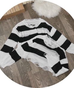 áo Len Tay Dài Croptop Sọc Rách Kiểu – Be Youself