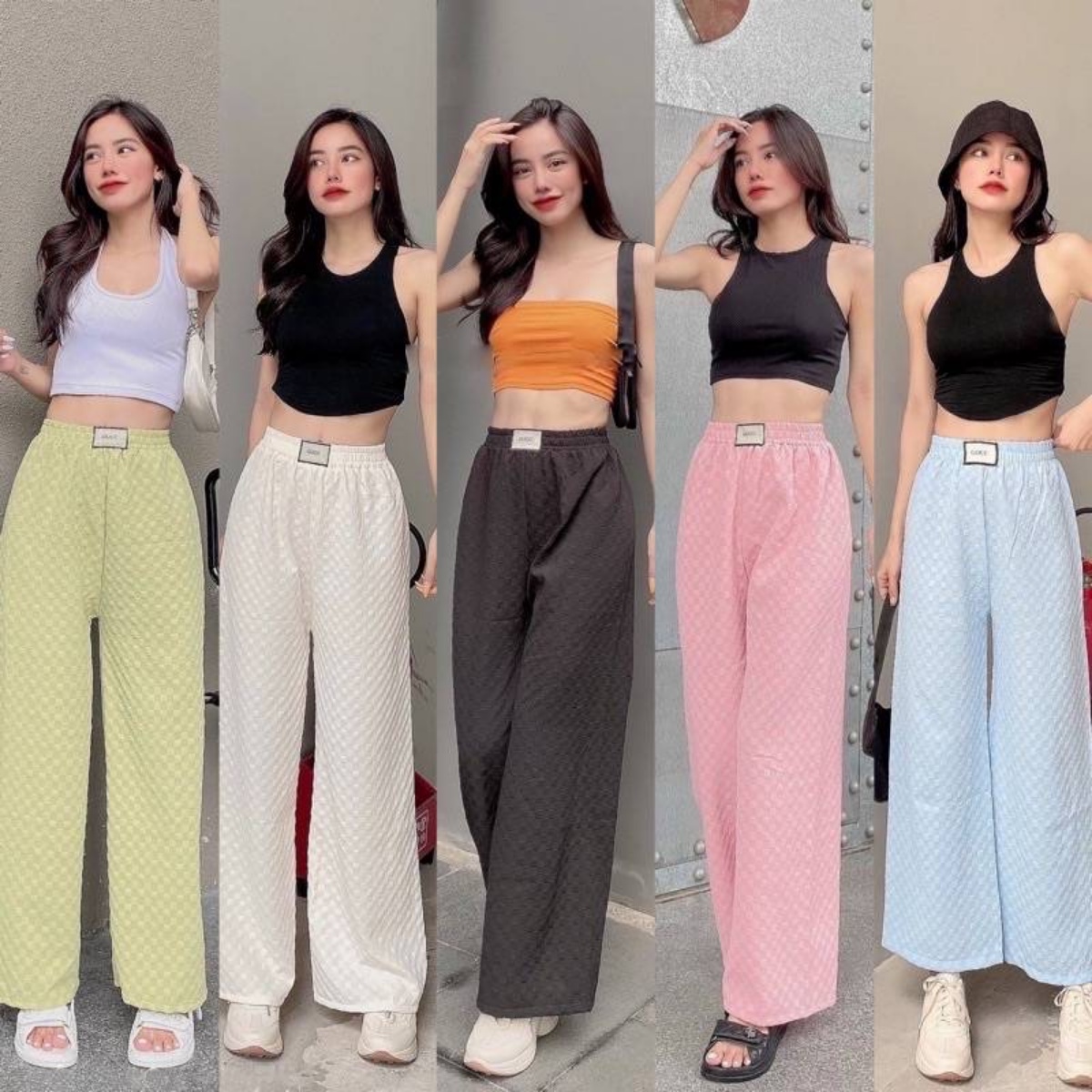 Quần Dài Nữ Chất Xốp Nhẹ Với Họa Tiết Dập ô Caro Siêu Xinh – Chipxinhxk