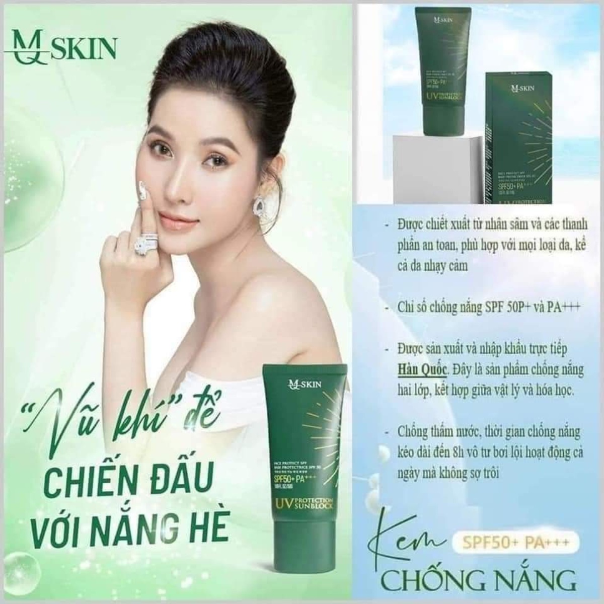 Kem Chống Nắng Spf50+pa+++ Uv Protection Sunblock – Mq Skin