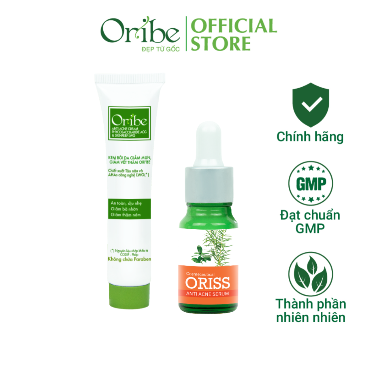 Combo Serum 10g Và Kem Mụn Giảm Mụn Làm Mờ Thâm Sẹo Do Mụn 25g – Oribe