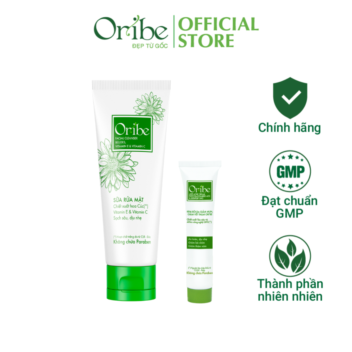 Combo Sữa Rửa Mặt 100g Và Kem Mụn Ngừa Mụn Tẩy Tế Bào Chết Làm Mờ Thâm Sẹo 25g – Oribe