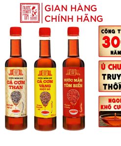 [combo 3 Chai – 3 Vị] Nước Mắm Nhỉ Cá Cơm Than, Tôm Biển, Cá Cơm Ruột đỏ 525ml/chai Nhựa – Làng Chài Xưa