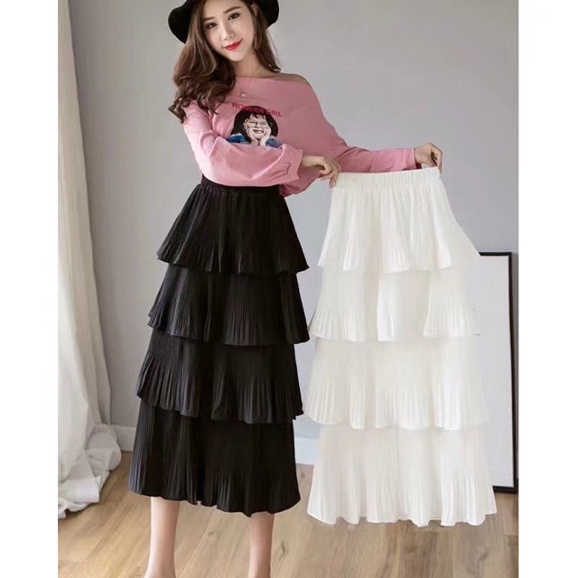 Chân Váy Xòe 4 Tầng Xếp Ly Thời Trang, Chân Váy Dài Xếp Ly Tiểu Thư Phong Cách Hàn Quốc Dễ Thương – Dmastore