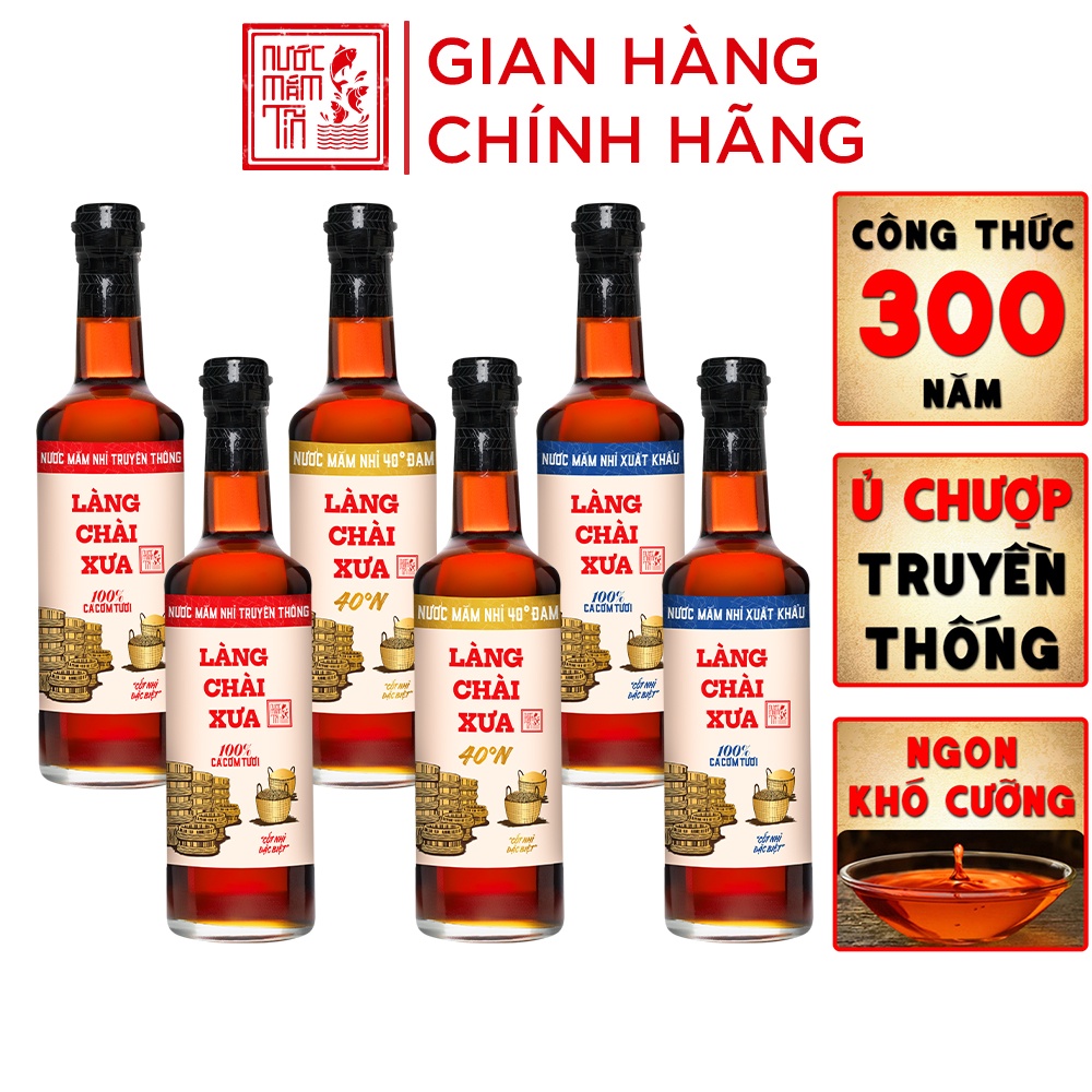 [thùng 6 Chai – 3 Vị] Nước Mắm Nhỉ Nhãn Xanh Xuất Khẩu, Nhãn đỏ đậm đà, Nhãn Vàng Sánh đặc 500ml/chai Thủy Tinh – Làng Chài Xưa