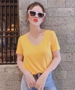 áo Phông Nữ, áo Gap Chất Cotton Mềm Mịn Cổ Tim Nhiều Màu Năng động Cá Tính – Dmastore