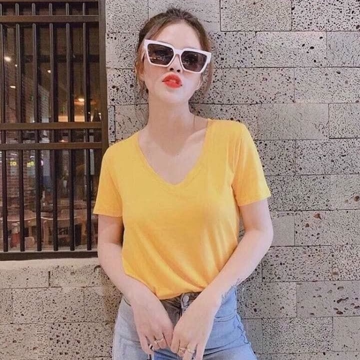 áo Phông Nữ, áo Gap Chất Cotton Mềm Mịn Cổ Tim Nhiều Màu Năng động Cá Tính – Dmastore