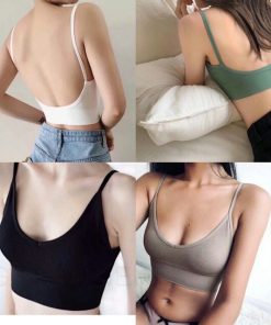 áo Bra Gân Khoét Chữ U Xẻ Ngực Sâu, áo Bra Hai Dây Dáng Croptop Có đệm Nâng Ngực Phong Cách Thời Thượng Sang Chảnh – Dmastore