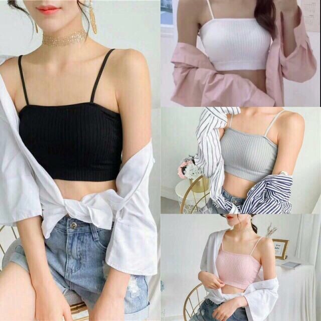áo Bra Croptop Hai Dây Thun Gân Sexy, áo Hai Dây Lửng Siêu Nâng Ngực – Dmastore