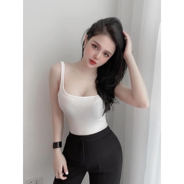 áo Thun Hai Dây Cổ Vuông , Chất Vải Thun Trơn Lên Dáng đẹp – Chipxinhxk