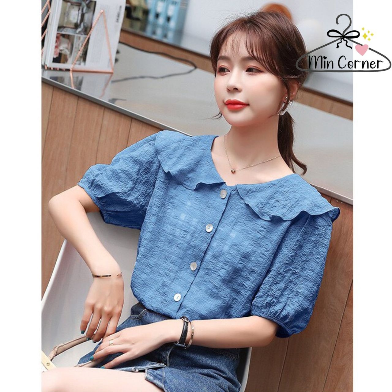 áo Sơ Mi Nữ Hàn Quốc Cổ Bèo Chất đũi Xốp Mềm đủ Size Ms3 – Min Corner