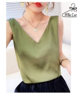 áo Sát Nách Trơn Cổ V Chất Lụa Satin Mềm Mịn Ms5 – Min Corner