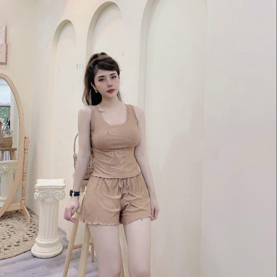 Bộ Sản Phẩm áo Ba Lỗ Viền Bèo Kèm Quần Short Cạp Chun Chất Cotton Lạnh Sqavb – Diepchi Fashion
