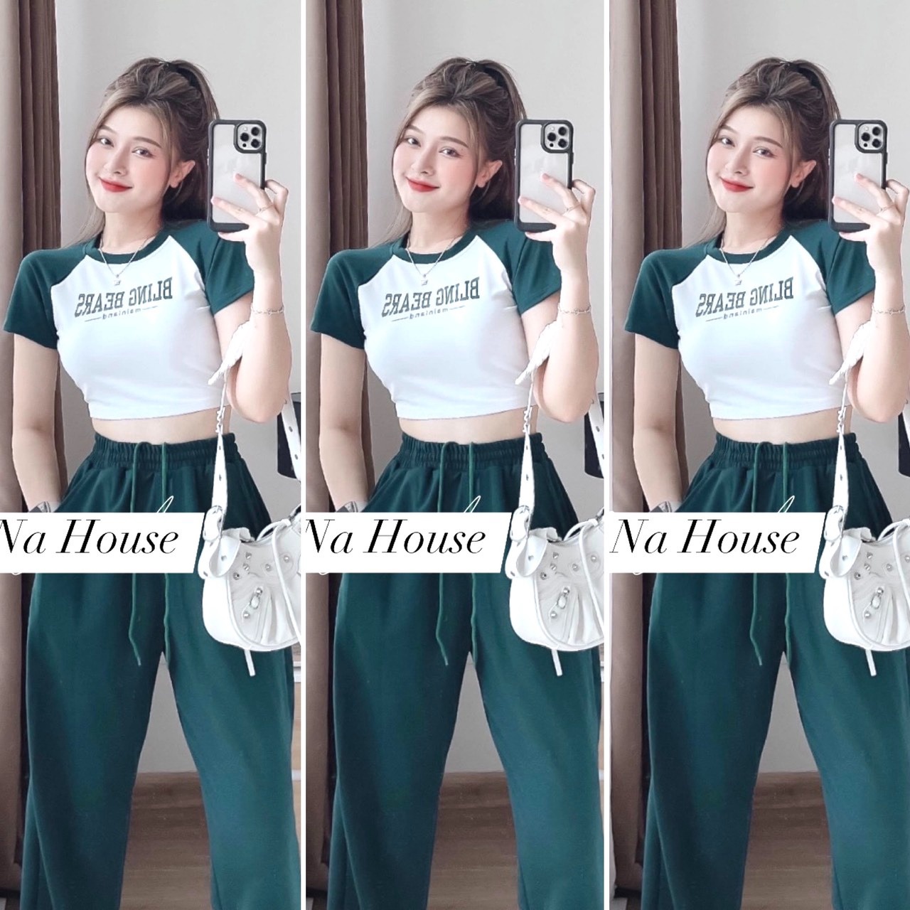 Set Bộ đồ Nữ Thun áo Crotop Mix Quần ống Rộng Ct089 – Nana House