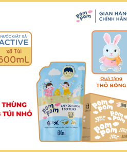 [thùng 8 Túi 600ml] Dành Cho Cả Nhà – Gel Giặt Xả 2in1″lành” Sạch Sâu Vết Bẩn – Dưỡng Mới Vải – Lưu Hương Tích Hợp Kháng Khuẩn An Toàn Cho đồ Lót