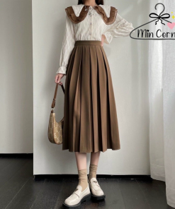 Chân Váy Midi Dáng Dài Xòe Xếp Ly To Chất Tuyết Mưa Mv10 – Min Corner