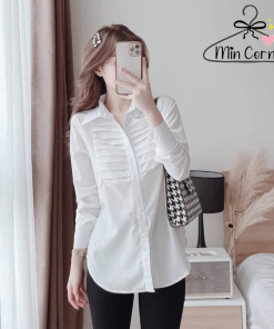 áo Sơ Mi Nữ Tay Dài Nẹp Xếp Ly Thân áo Chất Lụa Hàn Ms11 – Min Corner